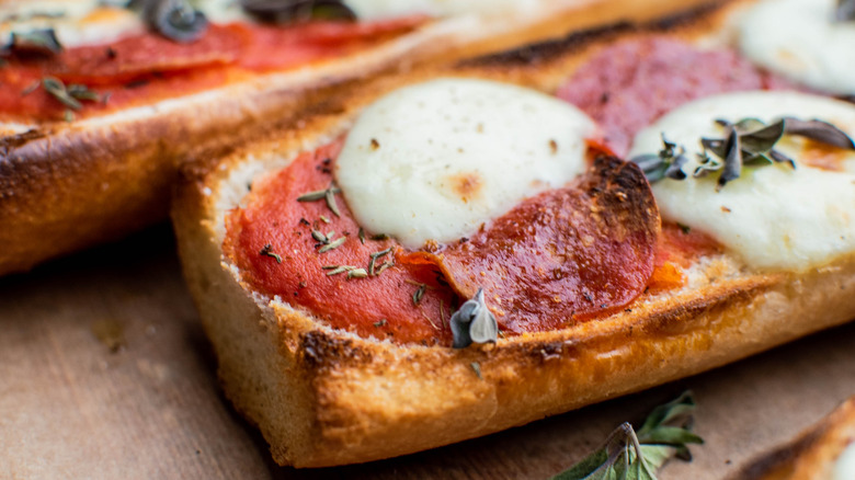 close up slices pizza bread