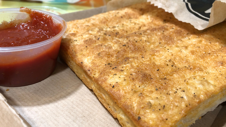 A tray of Pizza Hut Breadsticks