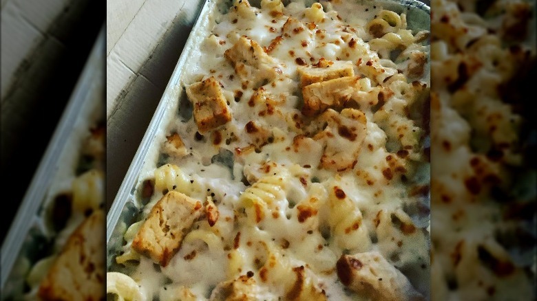 A tray of Pizza Hut's Chicken Alfredo Pasta