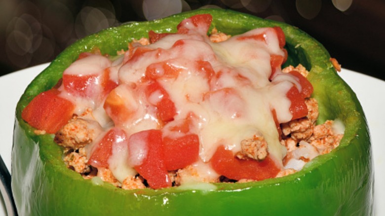 Pepper with cheese and tomato