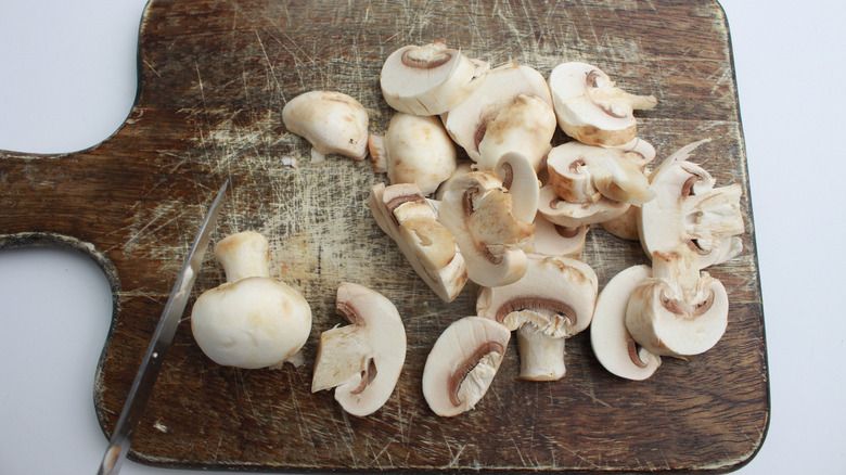 mushrooms on a cutting board