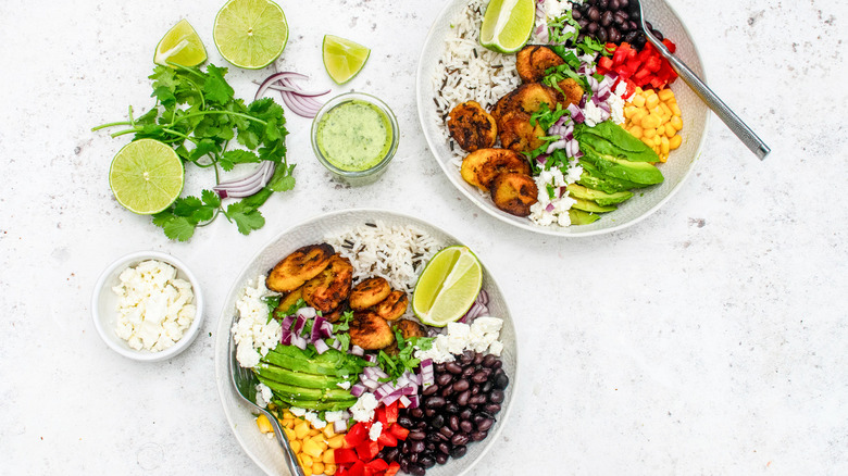 plantain and wild rice salad with cilantro dressing