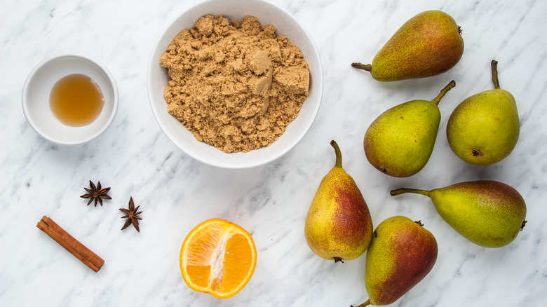 ingredients for poached pears