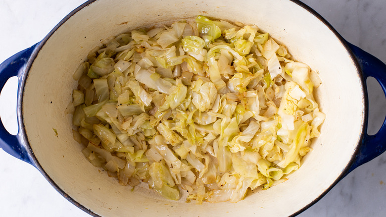 cabbage cooking in pot