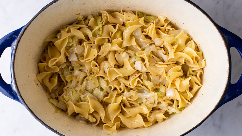 polish haluski in dutch oven