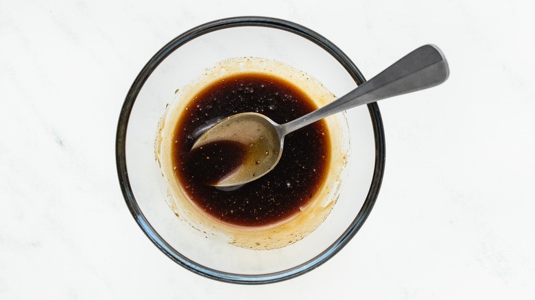 Salad dressing mixed in a bowl