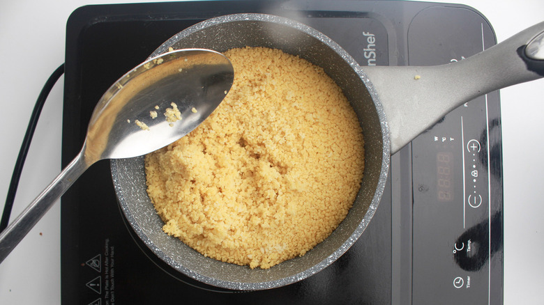 couscous cooking in pot