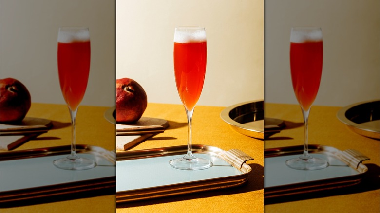 Pomegranate champagne cocktail