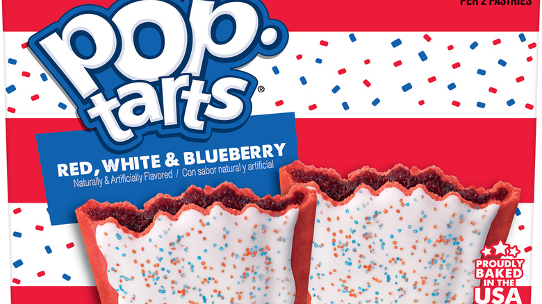 Close up of red, white, and blue Pop Tarts