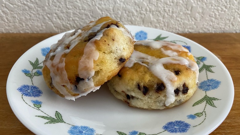 two biscuits on small plate