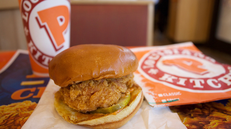 A crispy chicken sandwich from Popeyes