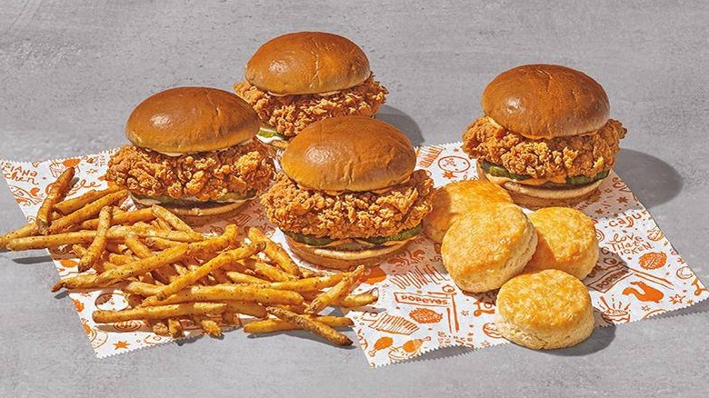 Spread of Popeyes menu items