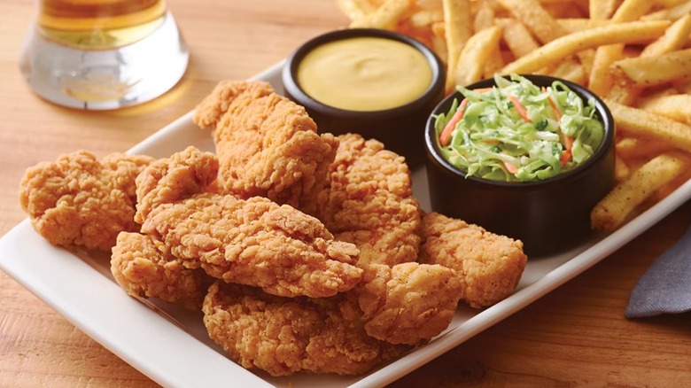 chicken tenders with coleslaw and fries