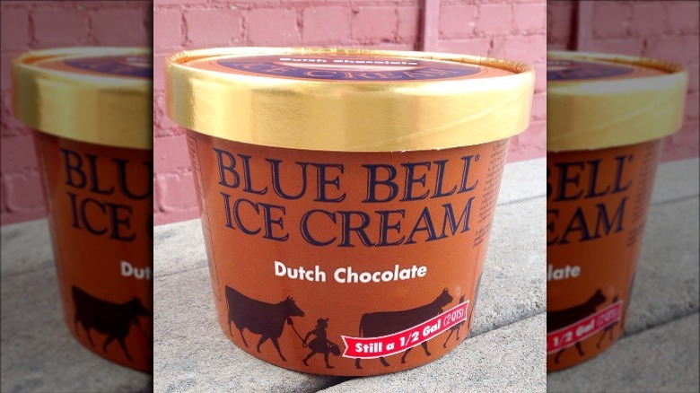 Container of Blue Bell Dutch Chocolate Ice Cream