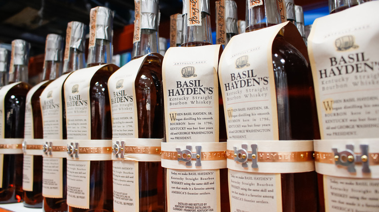 Basil Hayden's bottles on a shelf