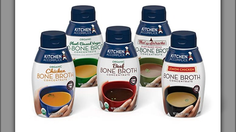 Several different flavors of Kitchen Accomplice's broths