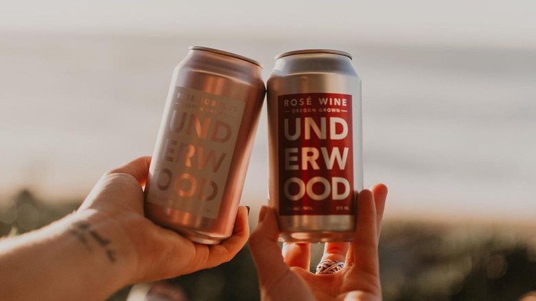 Cans of Underwood wine