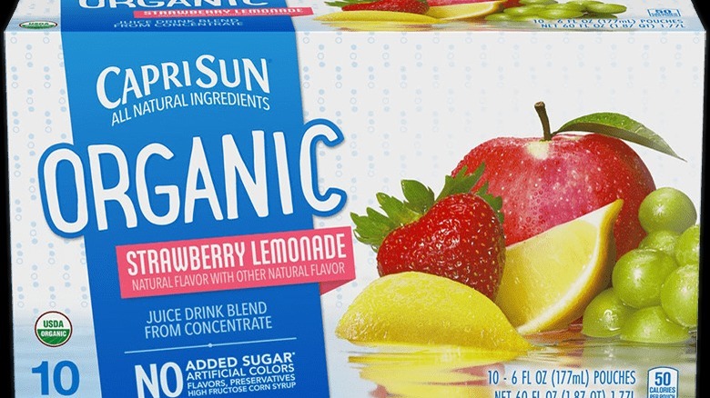 A box of Organic Strawberry Lemonade (Capri Sun)