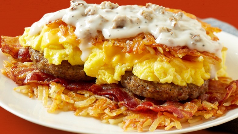 stuffed hashbrowns with sausage gravy