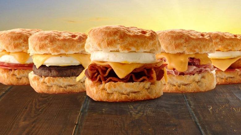 biscuits with meat eggs cheese