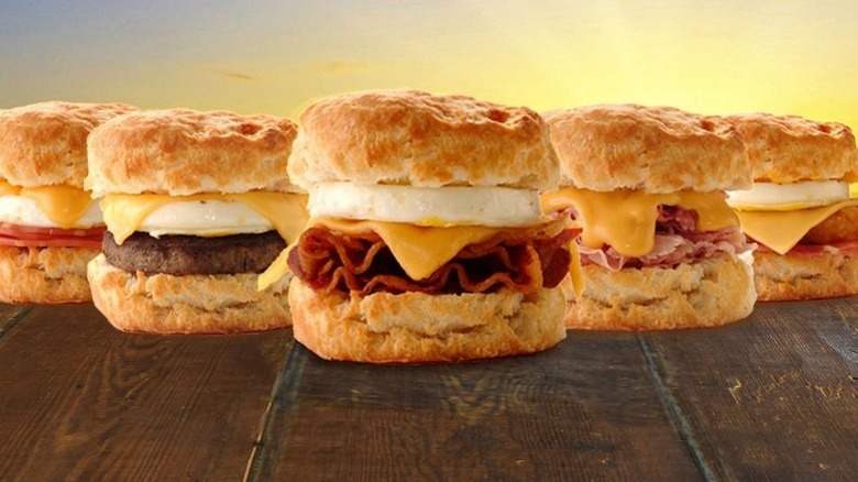 biscuits with meat eggs cheese