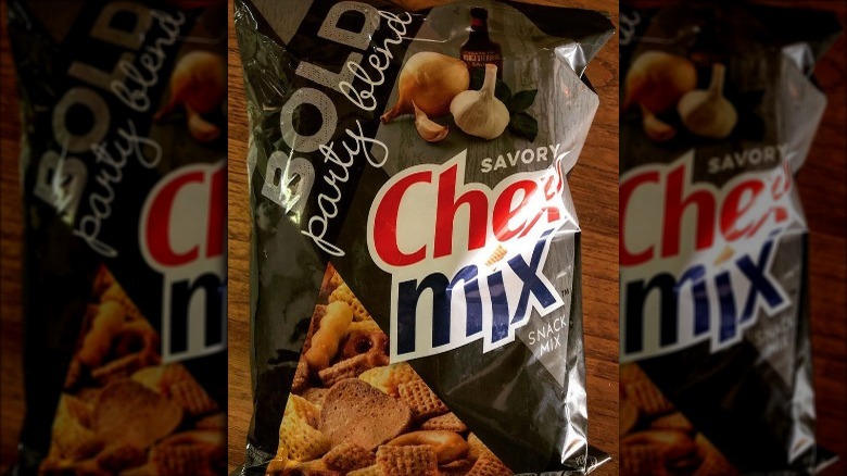 Bag of Bold Chex Mix on the Table