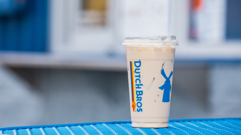 Dutch Bros iced coffee in focus