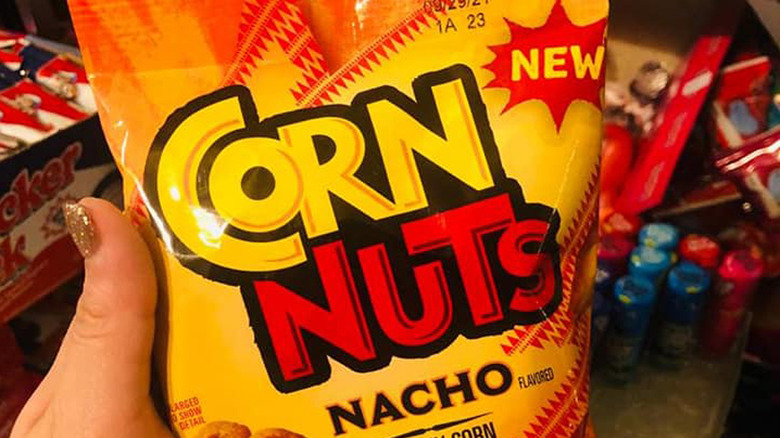 orange and yellow bag of nacho flavored CornNuts