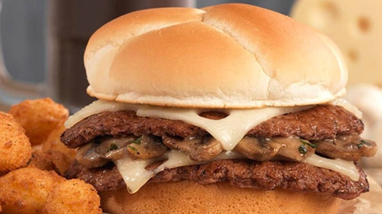 Culver's Mushroom & Swiss ButterBurger with side of cheese curds