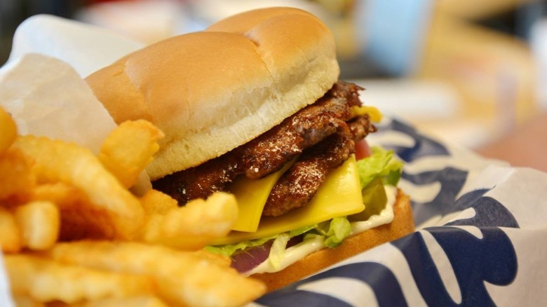 The Culver's Deluxe burger with crinkle cut fries