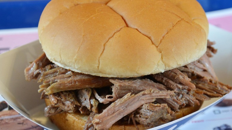 Culver's Beef Pot Roast Sandwich on a bun