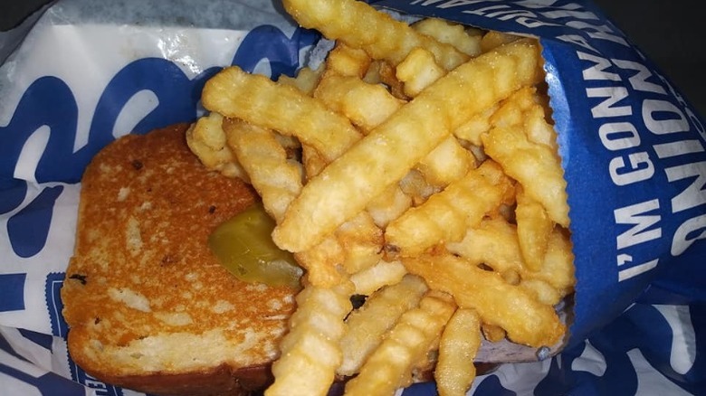 Culver Crinkle Cut Fries with sandwich