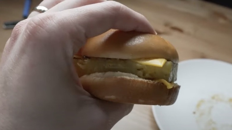 hand holding a homemade Hula Burger