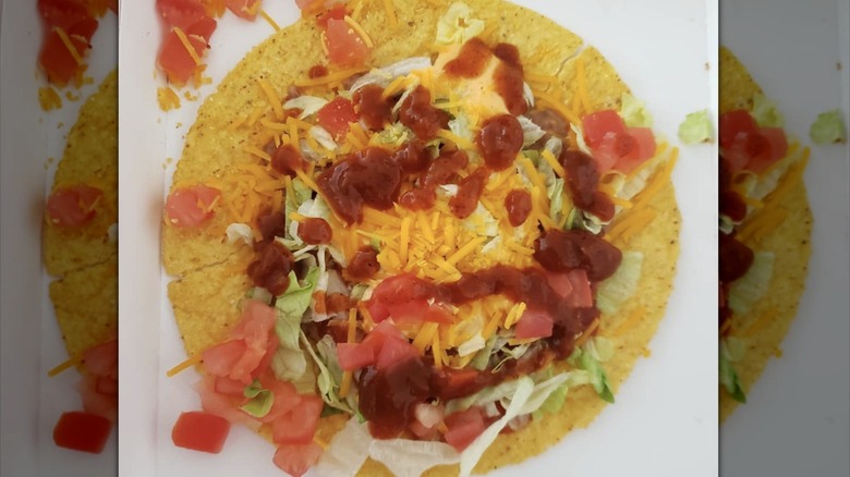 Overhead view of Taco Bell Spicy Tostada