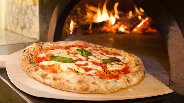 Pizza Margherita and oven