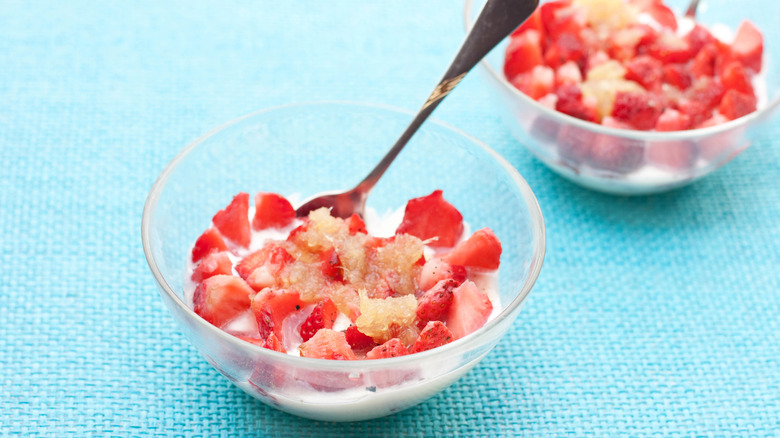 Strawberries Romanoff in a bowl