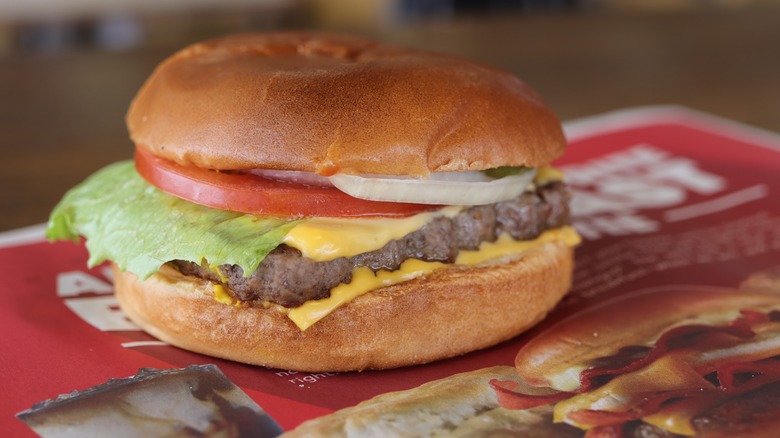 Wendy's burger on table