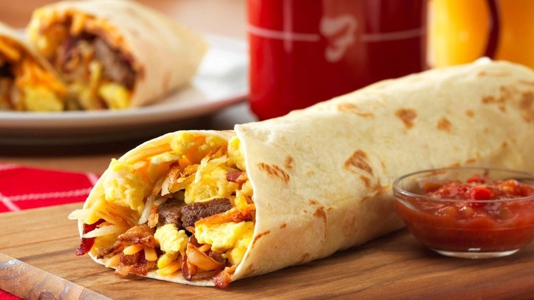 bacon sausage hash brown burrito