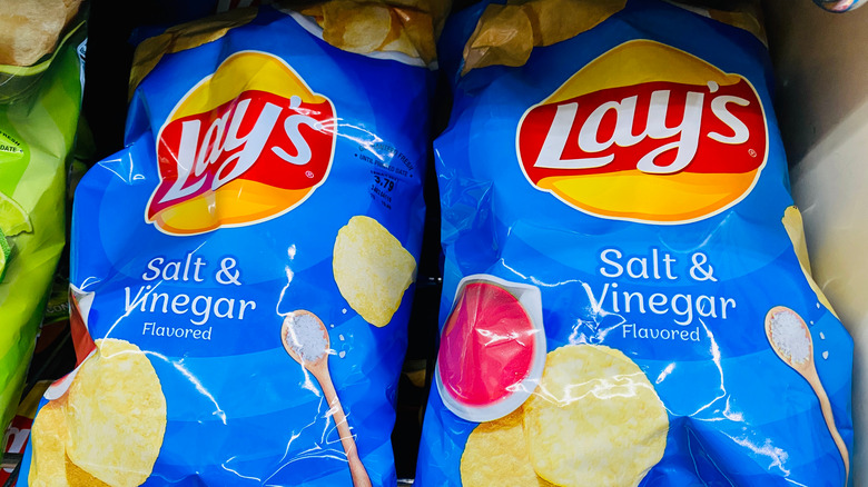 A couple bags of Salt & Vinegar chips. 
