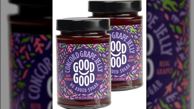 two jars of good good grape jelly