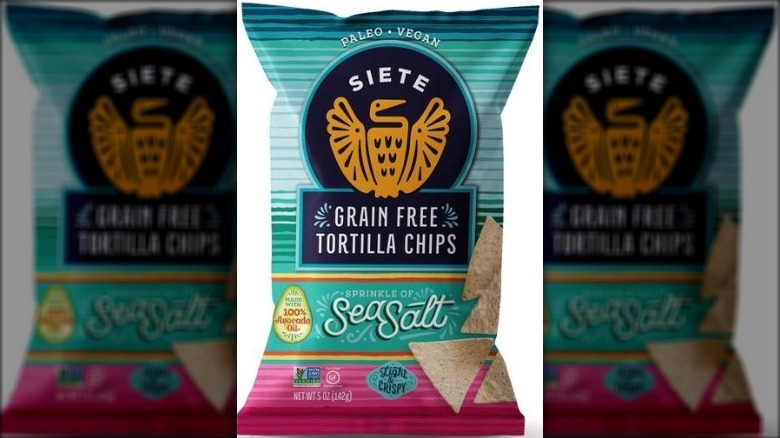 Siete grain free tortilla chips with a sprinkle of sea salt