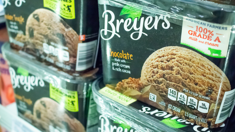 Breyers ice cream in the freezer aisle