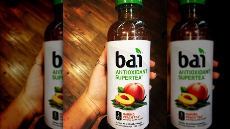 Bottle of Bai antioxidant supertea in narino peach tea flavor