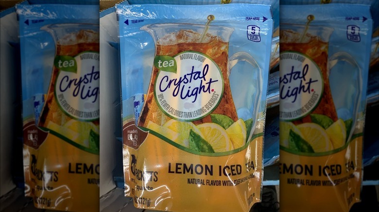 Package of Crystal Light Lemon Iced Tea mix