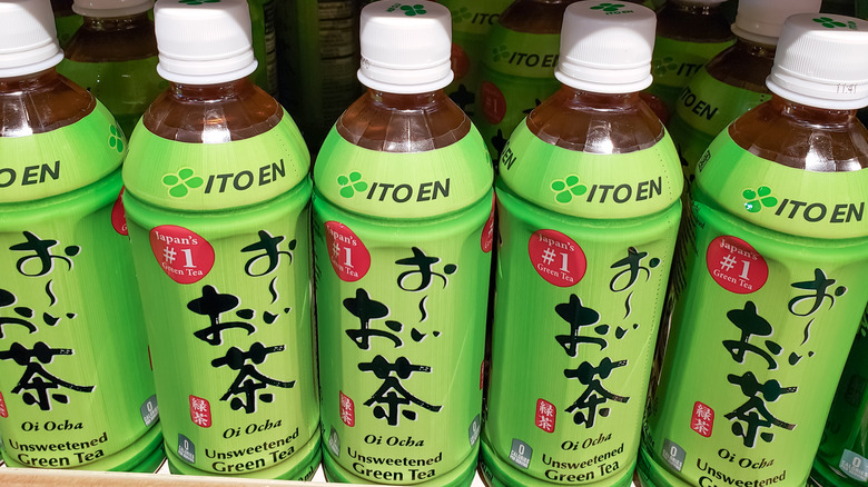 Bottles of Ito En Oi Ocha unsweetened green tea iced tea