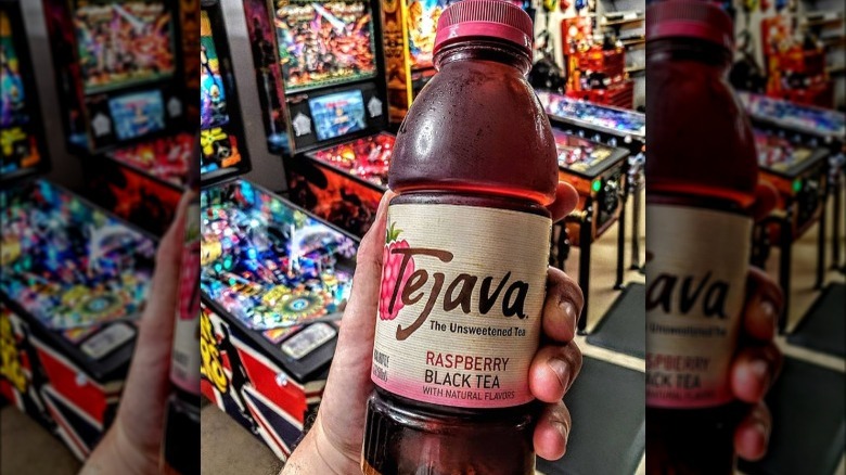 Bottle of Tejava iced tea in raspberry flavor