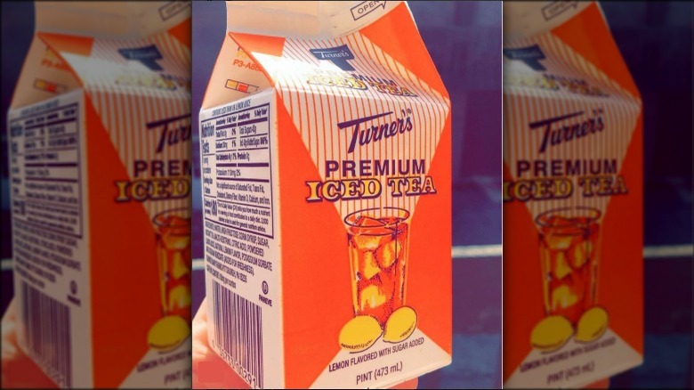 Carton of lemon flavored Turner's Premium iced tea