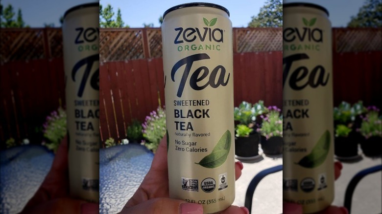 Can of Zevia organic tea sweetened black tea