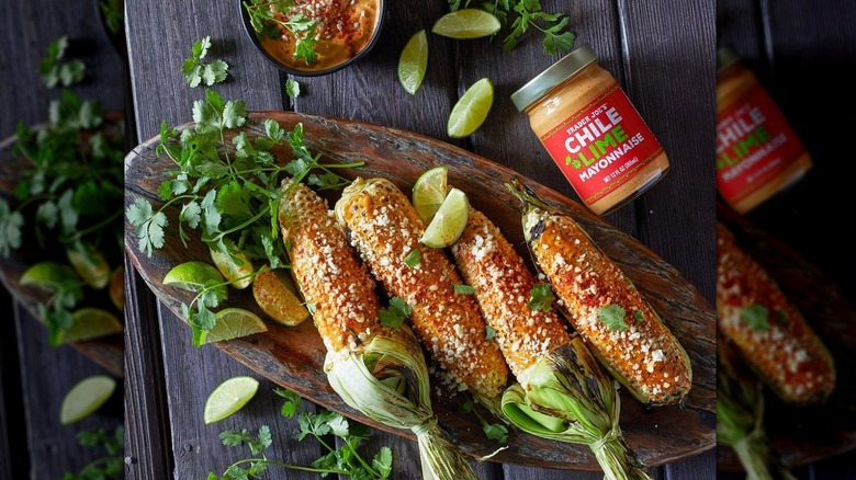 Chili lime mayo and corn