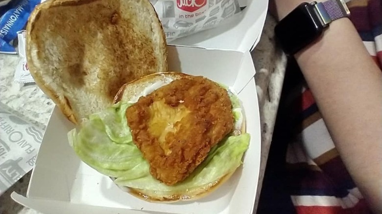 Jack in the Box Chicken Sandwich on the table